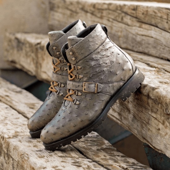 Luxury Ostrich Leather Hiking Boots